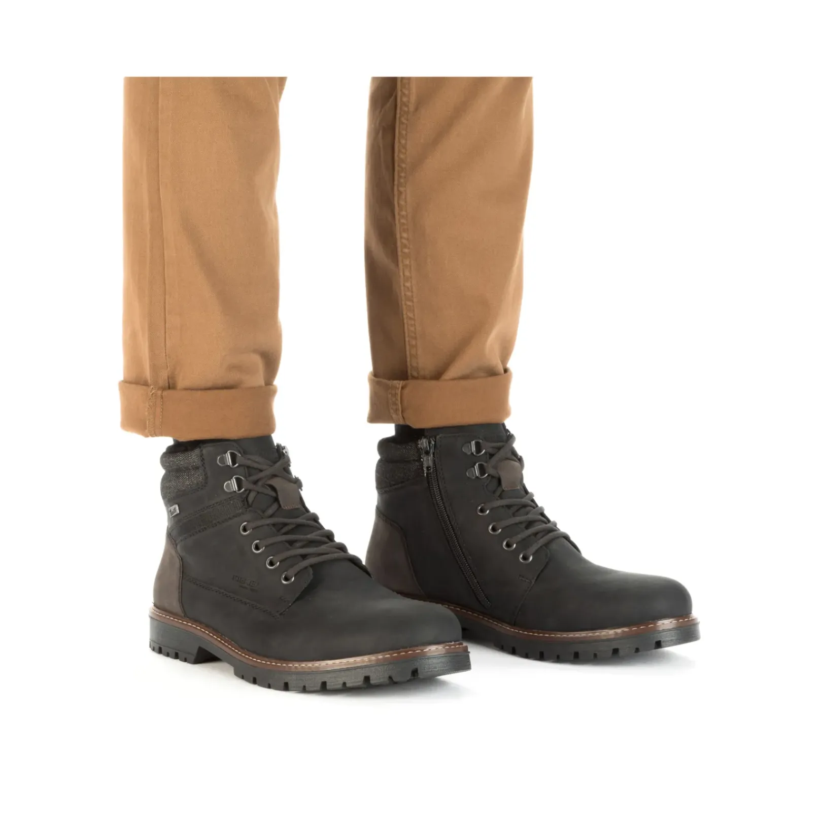 Discount Rieker Meskie Sznurowane Buty , Asfaltowe, Czarne