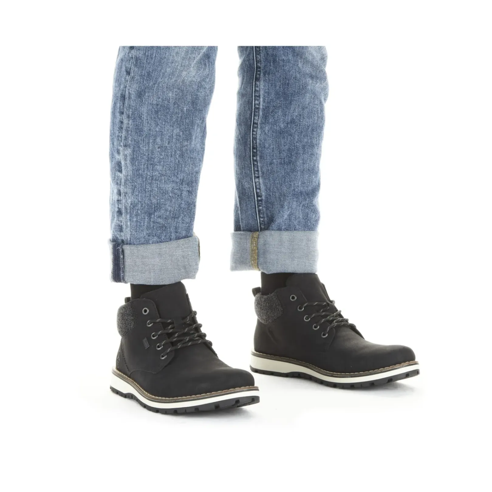 Discount Rieker Meskie Sznurowane Buty W Kolorze Miejskim W Kolorze Czarnym