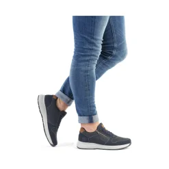 New Rieker Meskie Tenisowki Low W Kolorze Niebiesko-Szarym