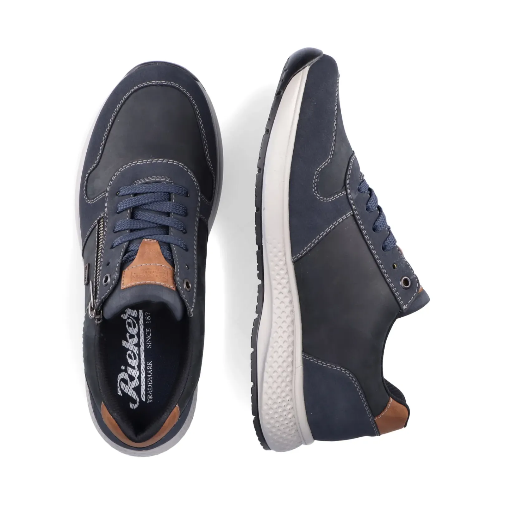 New Rieker Meskie Tenisowki Low W Kolorze Niebiesko-Szarym
