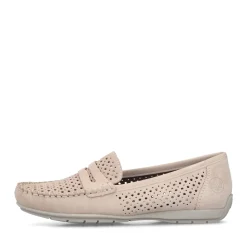 Discount Rieker Mokasyny Damskie W Delikatnym Rozu