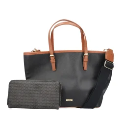 Outlet Rieker a | Shopper Stalowy Czarno-Nugatowy Braz