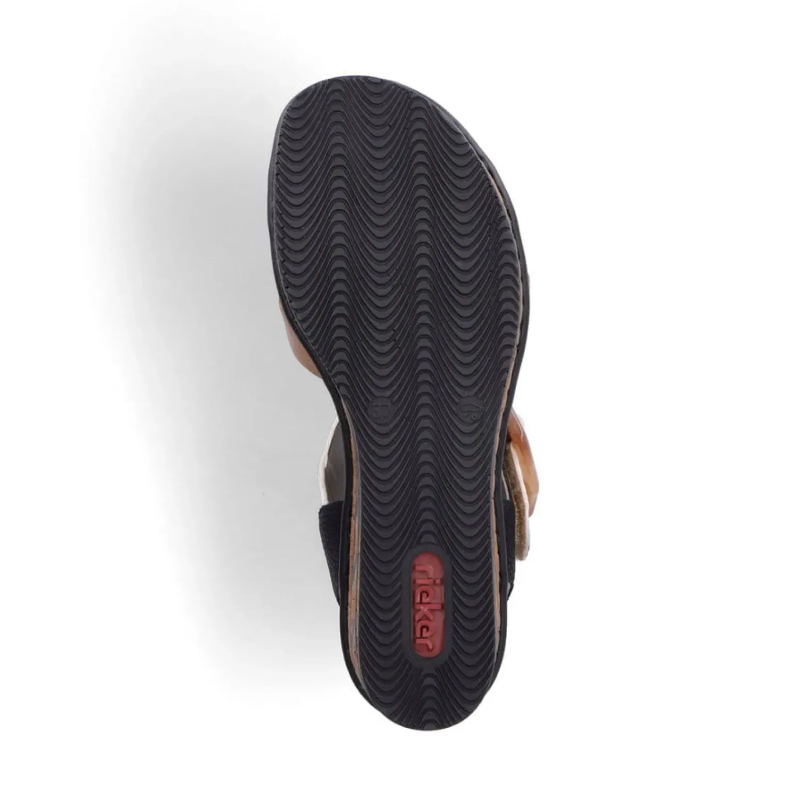 Discount Rieker Sandaly Damskie Na Koturnie W Kolorze Brazowo-Bezowo-Bialym