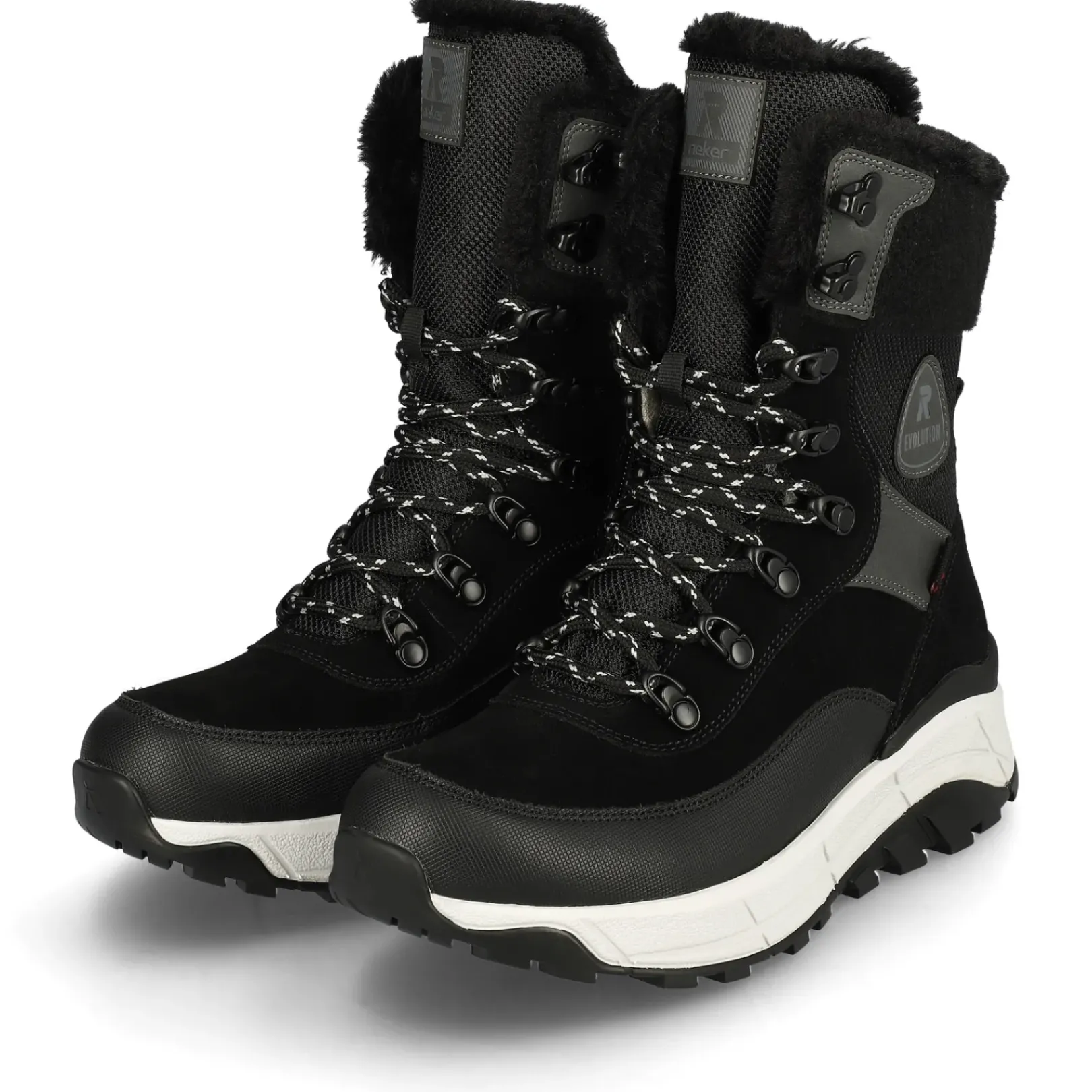 Clearance Rieker Sznurowane Botki Damskie Steel Black