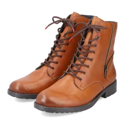 Clearance Rieker Sznurowane Botki Damskie W Kolorze Karmelowo-Brazowym