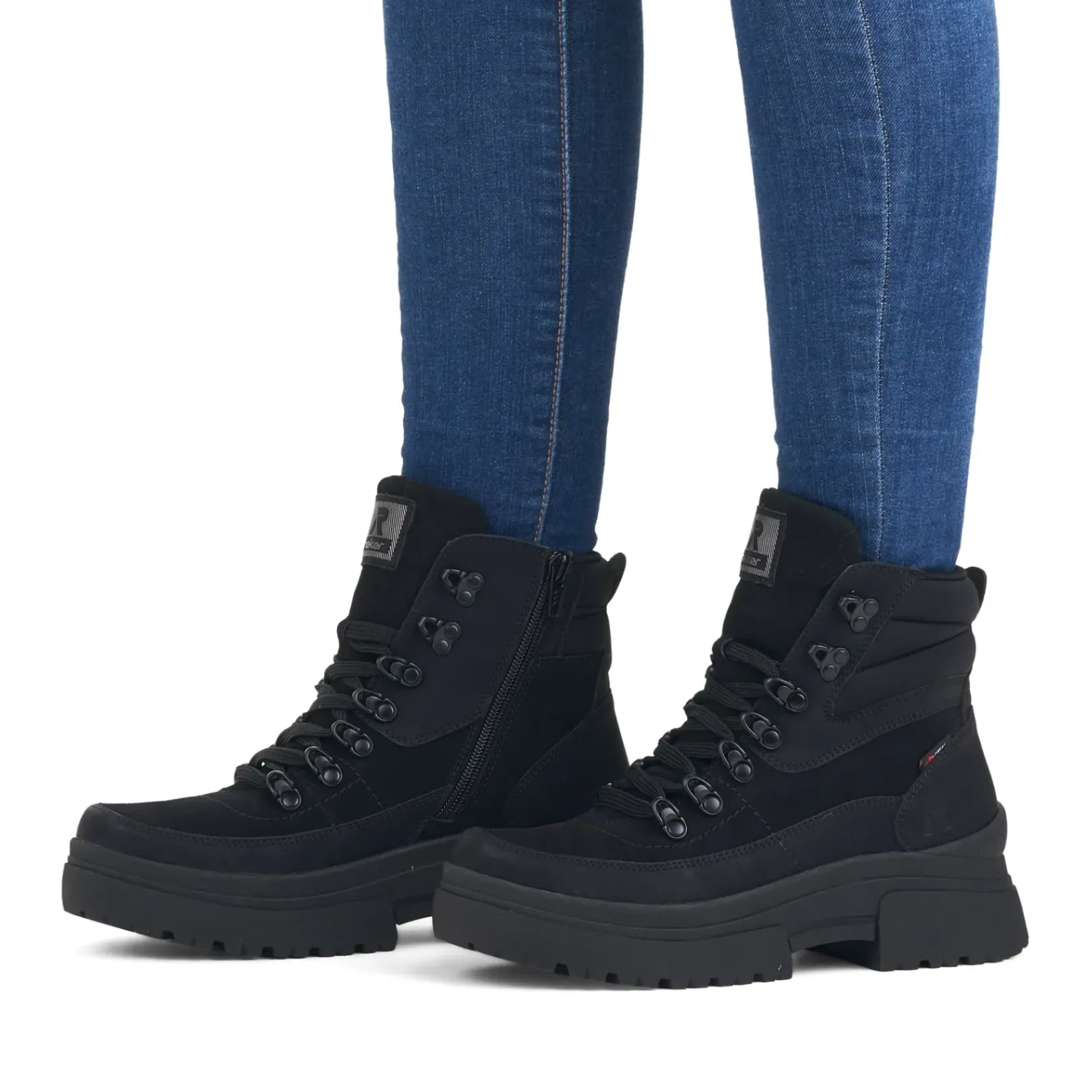 Clearance Rieker Sznurowane Botki Damskie Diamond Black