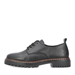 Outlet Rieker Sznurowane Buty Damskie W Kolorze Nocnej Czerni