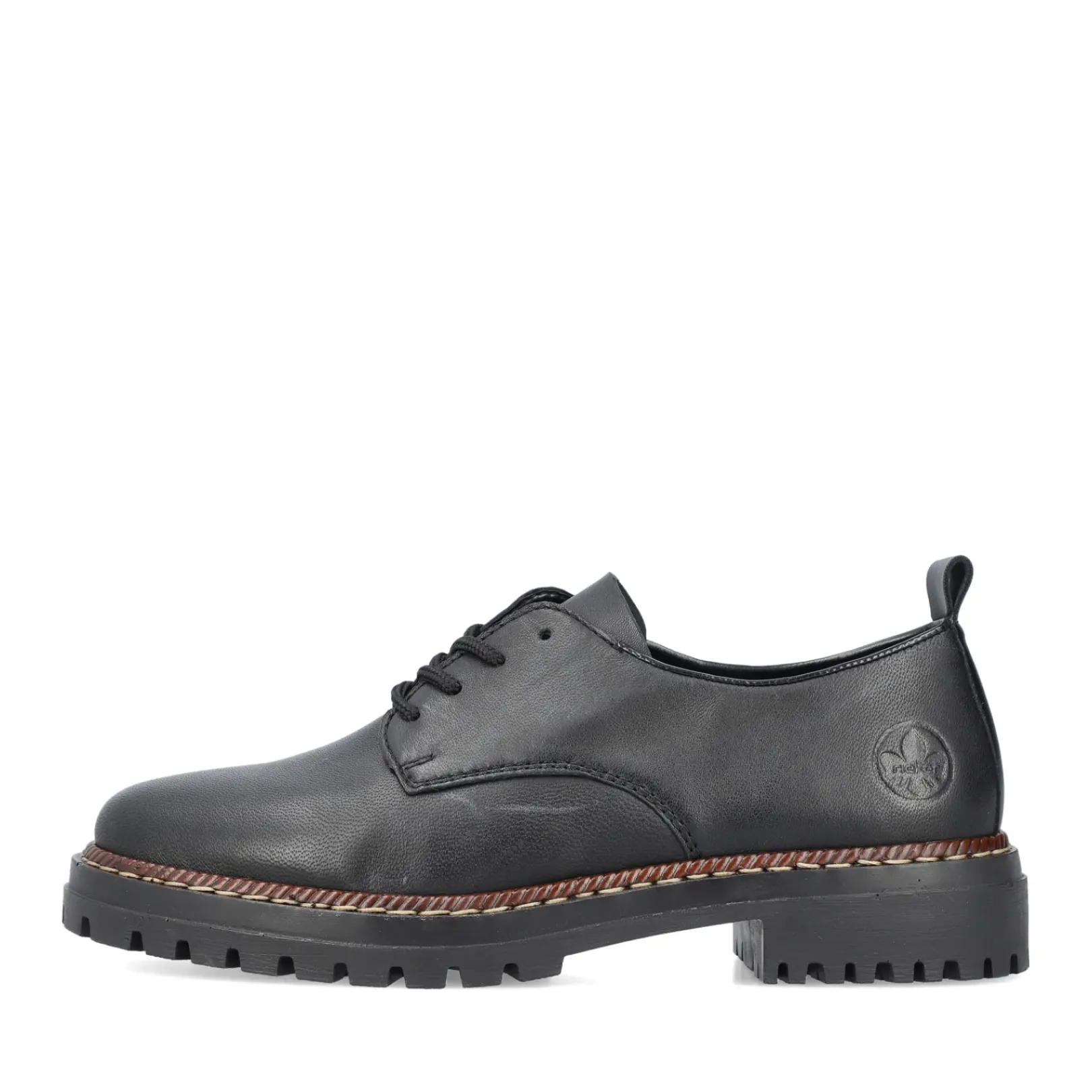 Outlet Rieker Sznurowane Buty Damskie W Kolorze Nocnej Czerni