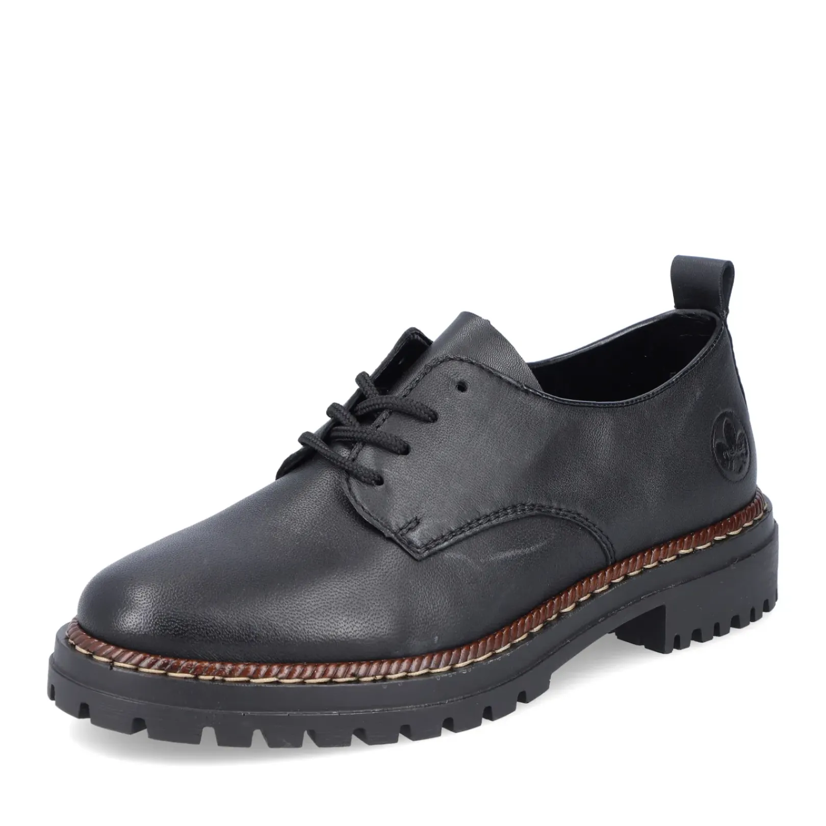 Outlet Rieker Sznurowane Buty Damskie W Kolorze Nocnej Czerni