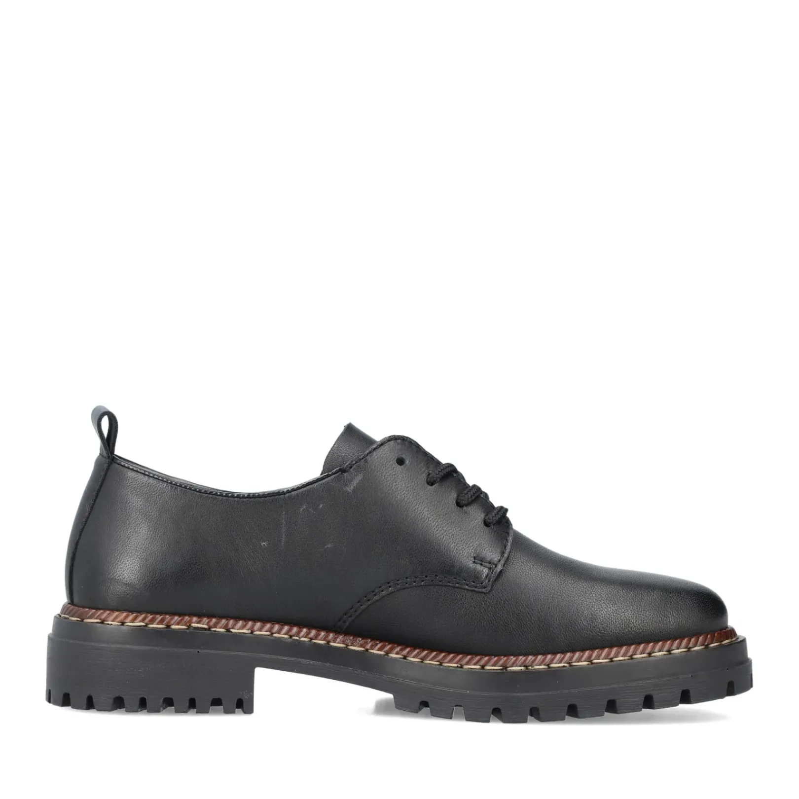 Outlet Rieker Sznurowane Buty Damskie W Kolorze Nocnej Czerni