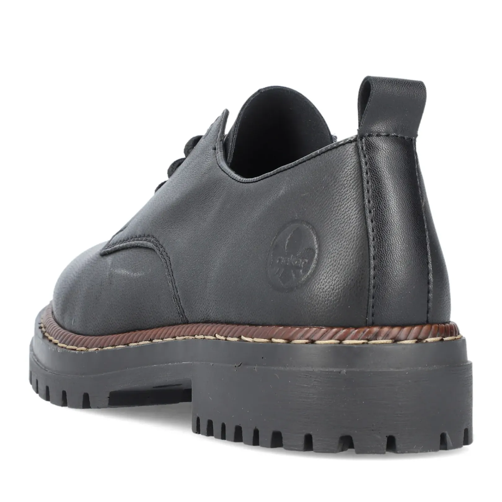 Outlet Rieker Sznurowane Buty Damskie W Kolorze Nocnej Czerni