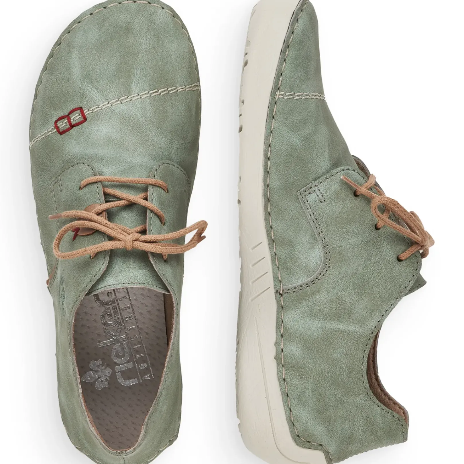 Online Rieker Sznurowane Buty Damskie W Kolorze Zielono-Szarym