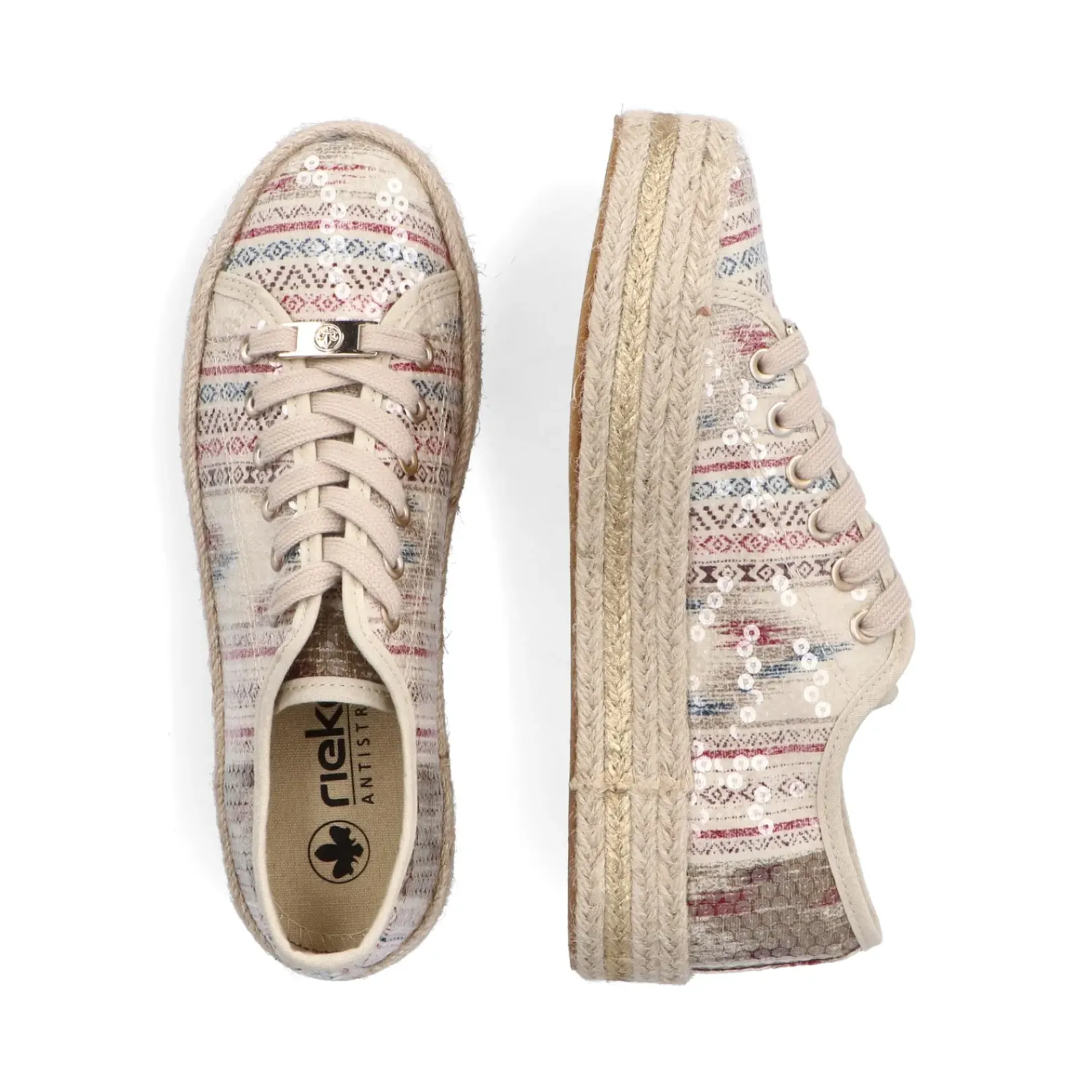 Clearance Rieker Sznurowane Buty Damskie W Kolorze Jasnego Bezu