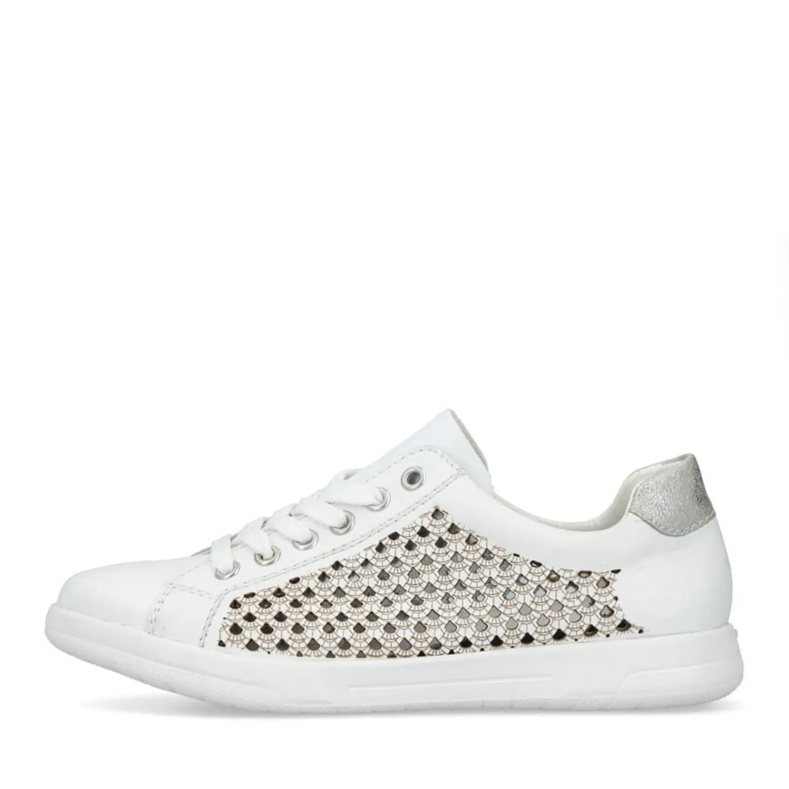 Outlet Rieker Sznurowane Buty Damskie W Kolorze Krystalicznej Bieli