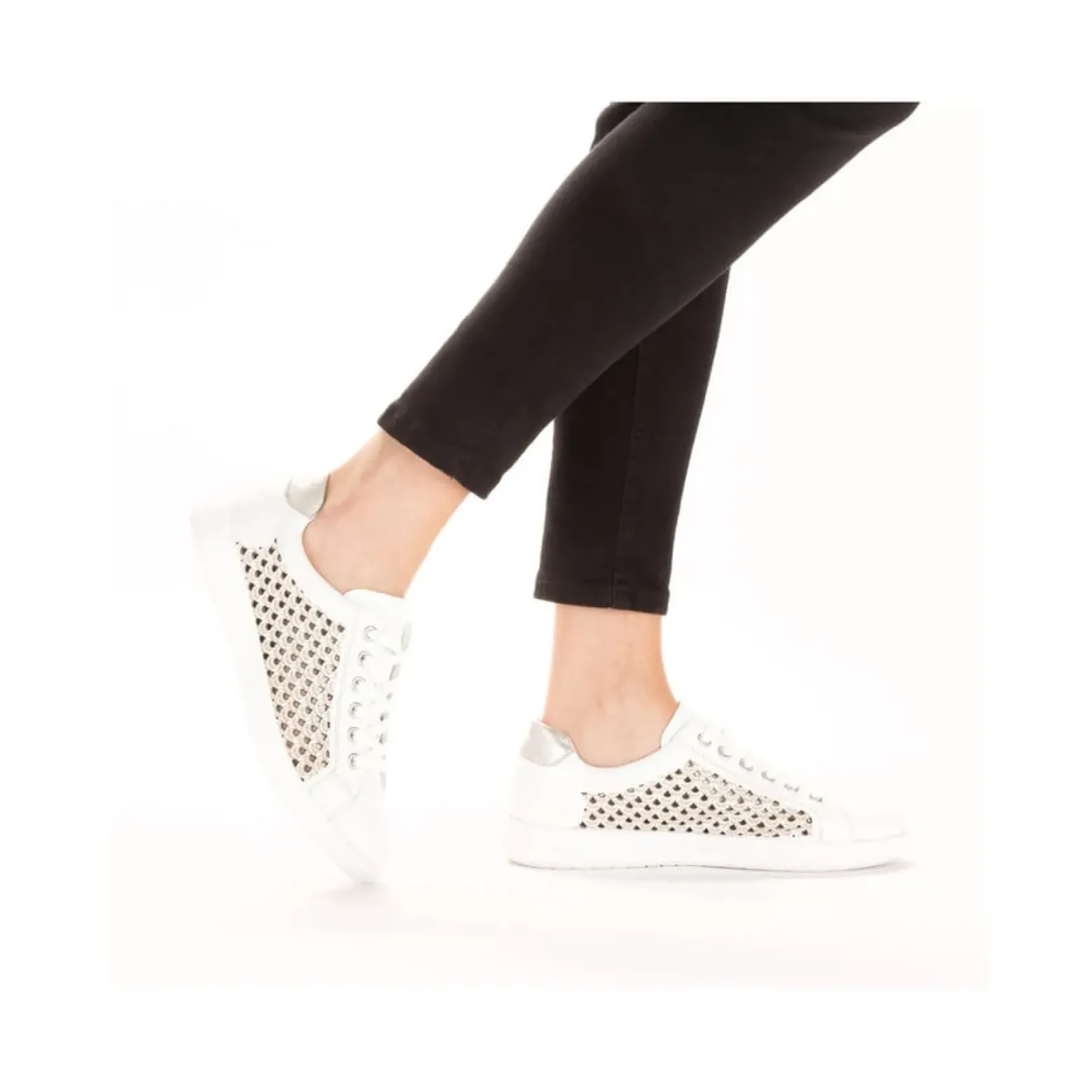 Outlet Rieker Sznurowane Buty Damskie W Kolorze Krystalicznej Bieli