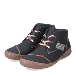 Best Rieker Sznurowane Buty Damskie W Kolorze Glebokiej Czerni