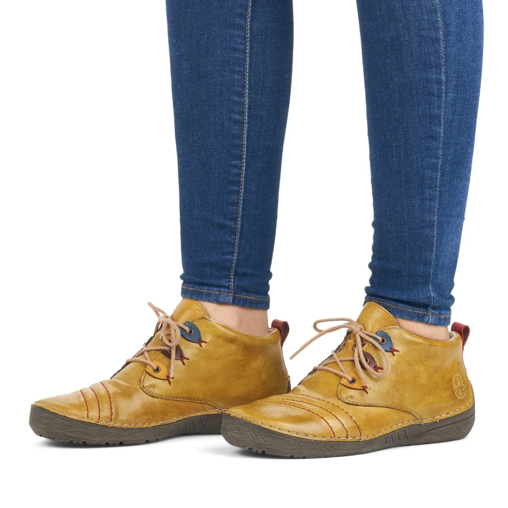 Best Rieker Sznurowane Buty Damskie W Egzotycznym Kolorze Zoltym