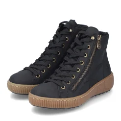 Sale Rieker Sznurowane Buty Damskie W Kolorze Asfaltowo-Czarnym