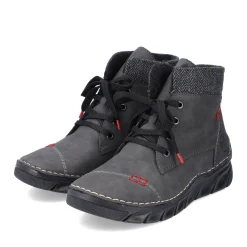 Outlet Rieker Sznurowane Buty Damskie W Kolorze Antracytowym