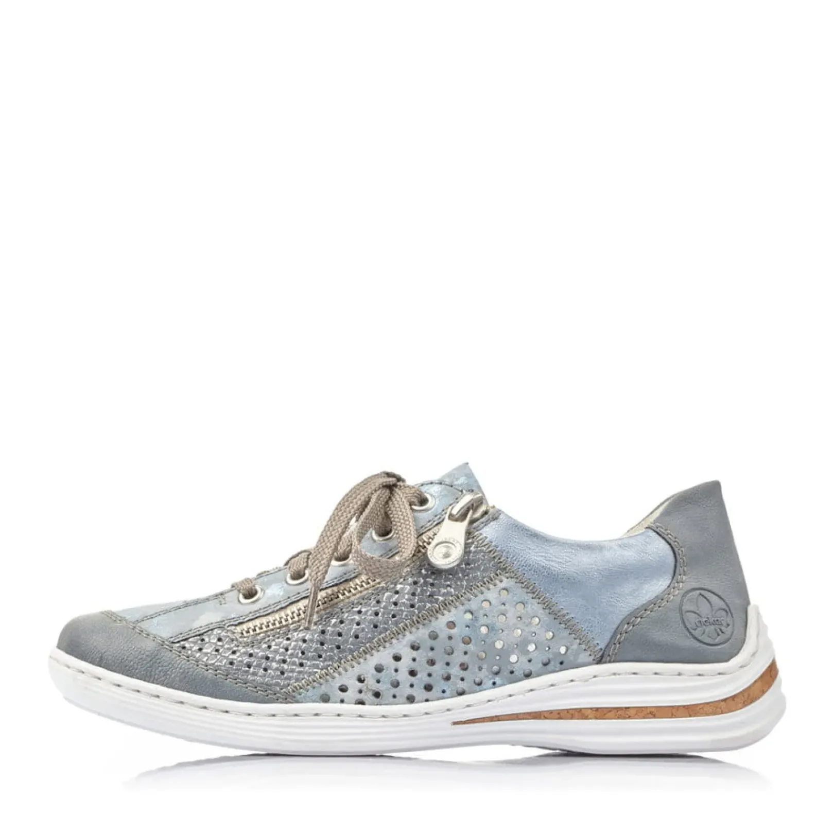 Discount Rieker Sznurowane Buty Damskie W Kolorze Morskiego Blekitu