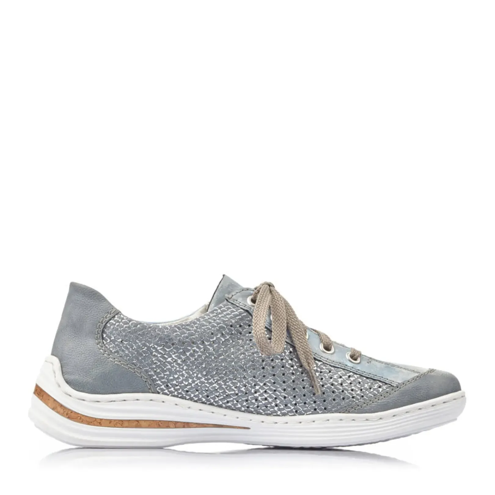 Discount Rieker Sznurowane Buty Damskie W Kolorze Morskiego Blekitu