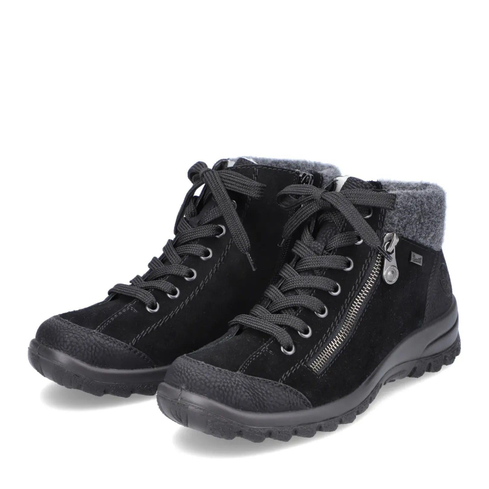 Discount Rieker Sznurowane Buty Damskie W Kolorze Grafitowo-Czarnym