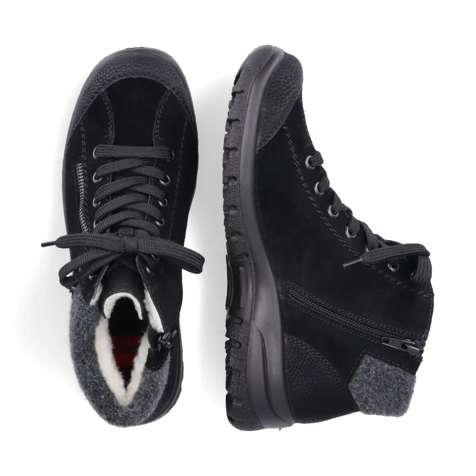 Discount Rieker Sznurowane Buty Damskie W Kolorze Grafitowo-Czarnym