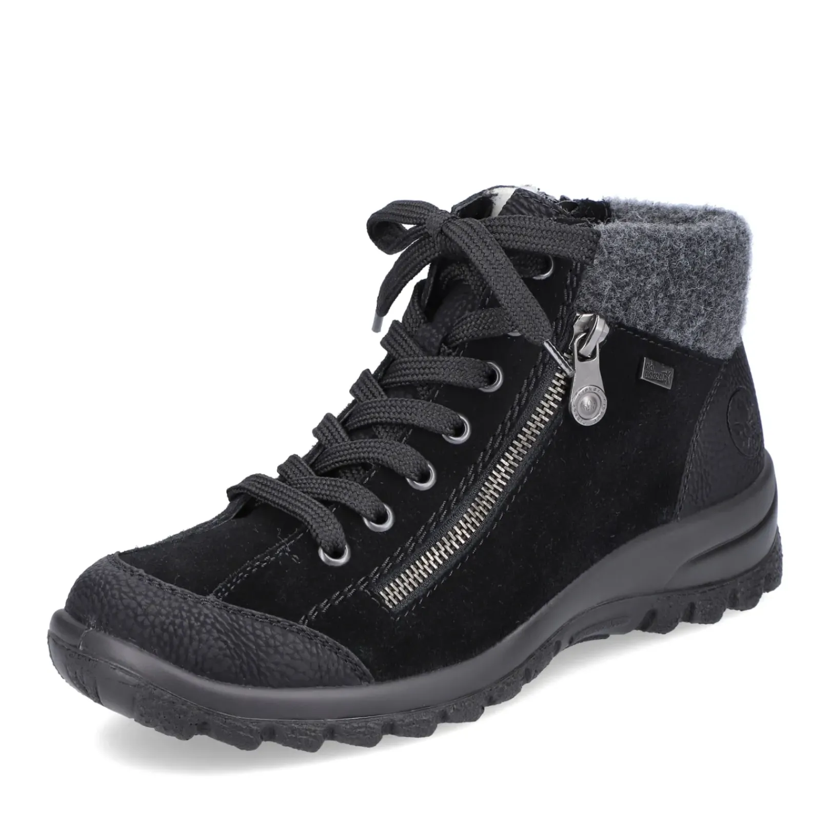 Discount Rieker Sznurowane Buty Damskie W Kolorze Grafitowo-Czarnym