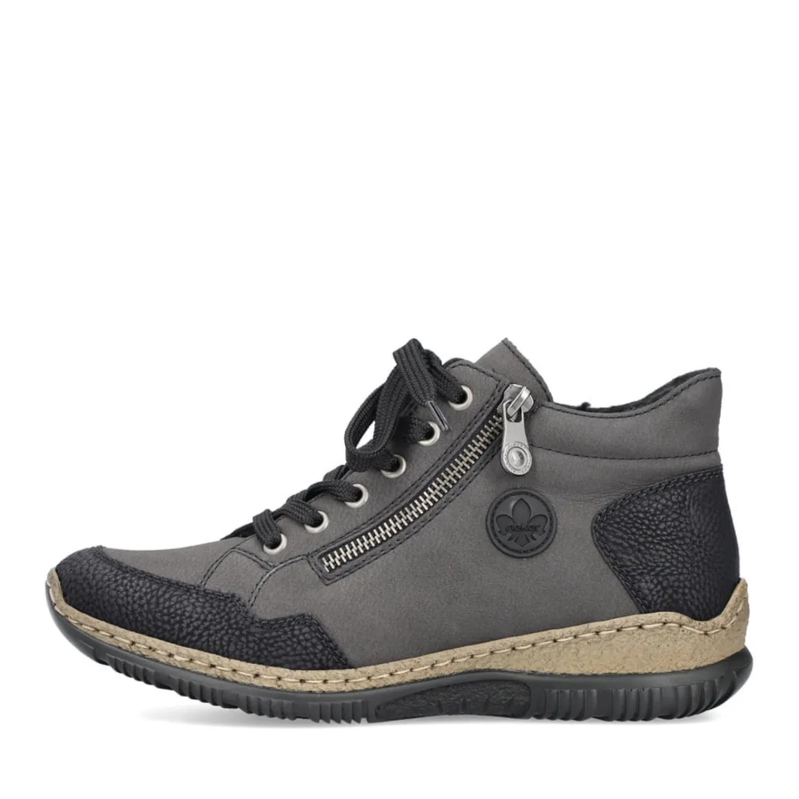 Outlet Rieker Sznurowane Buty Damskie W Kolorze Antracytowym
