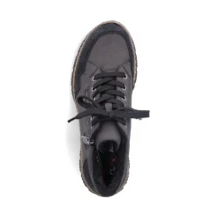 Outlet Rieker Sznurowane Buty Damskie W Kolorze Antracytowym