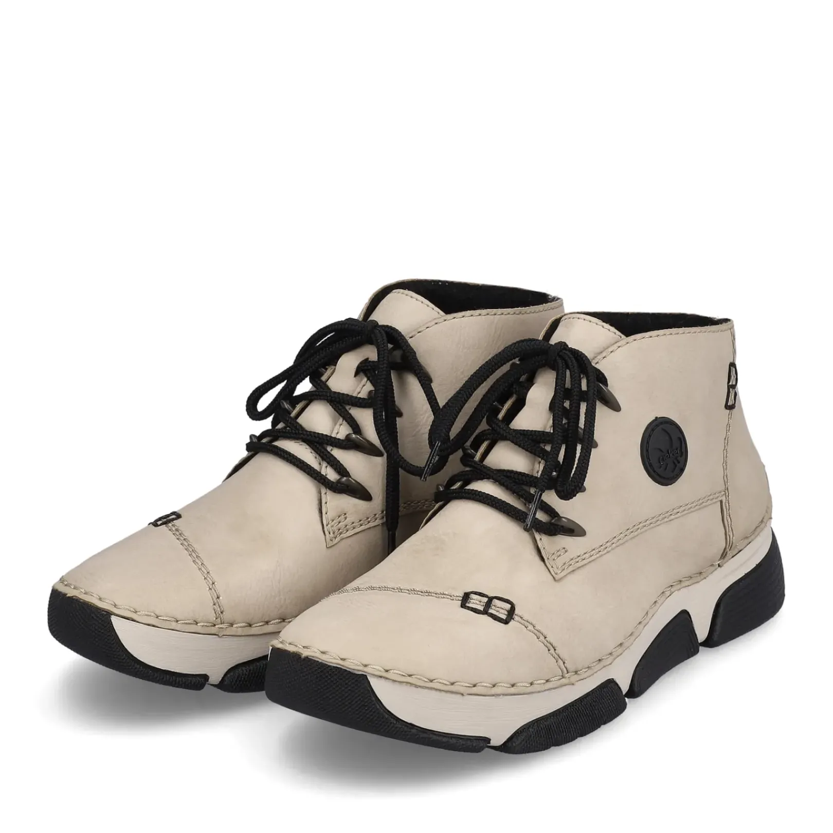 Best Rieker Sznurowane Buty Damskie W Kolorze Kremowo-Bezowym