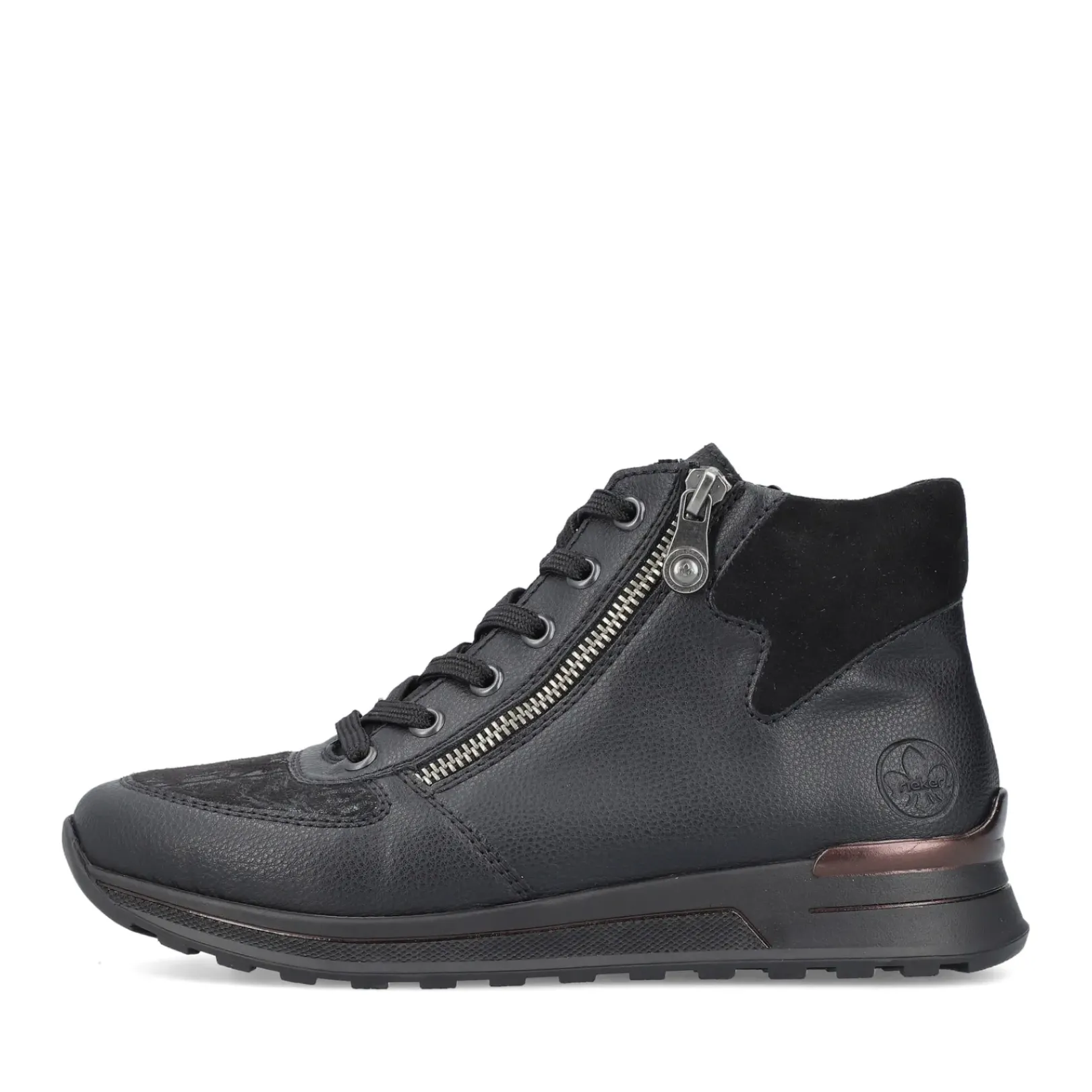 Clearance Rieker Sznurowane Buty Damskie W Kolorze Glebokiej Czerni