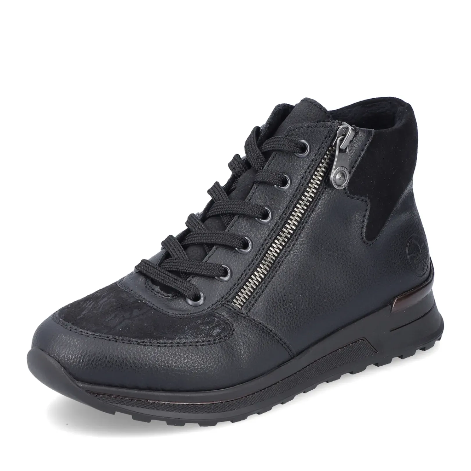 Clearance Rieker Sznurowane Buty Damskie W Kolorze Glebokiej Czerni