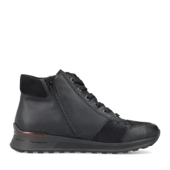 Clearance Rieker Sznurowane Buty Damskie W Kolorze Glebokiej Czerni