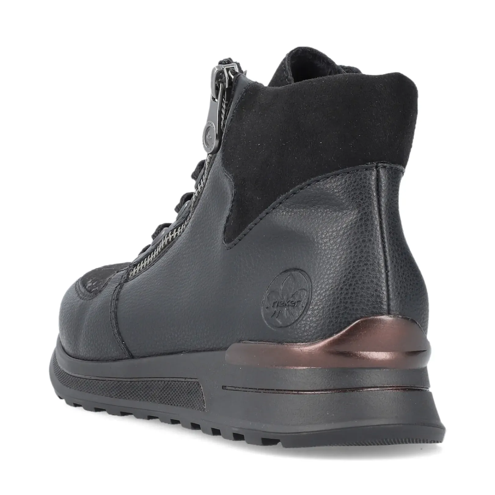 Clearance Rieker Sznurowane Buty Damskie W Kolorze Glebokiej Czerni