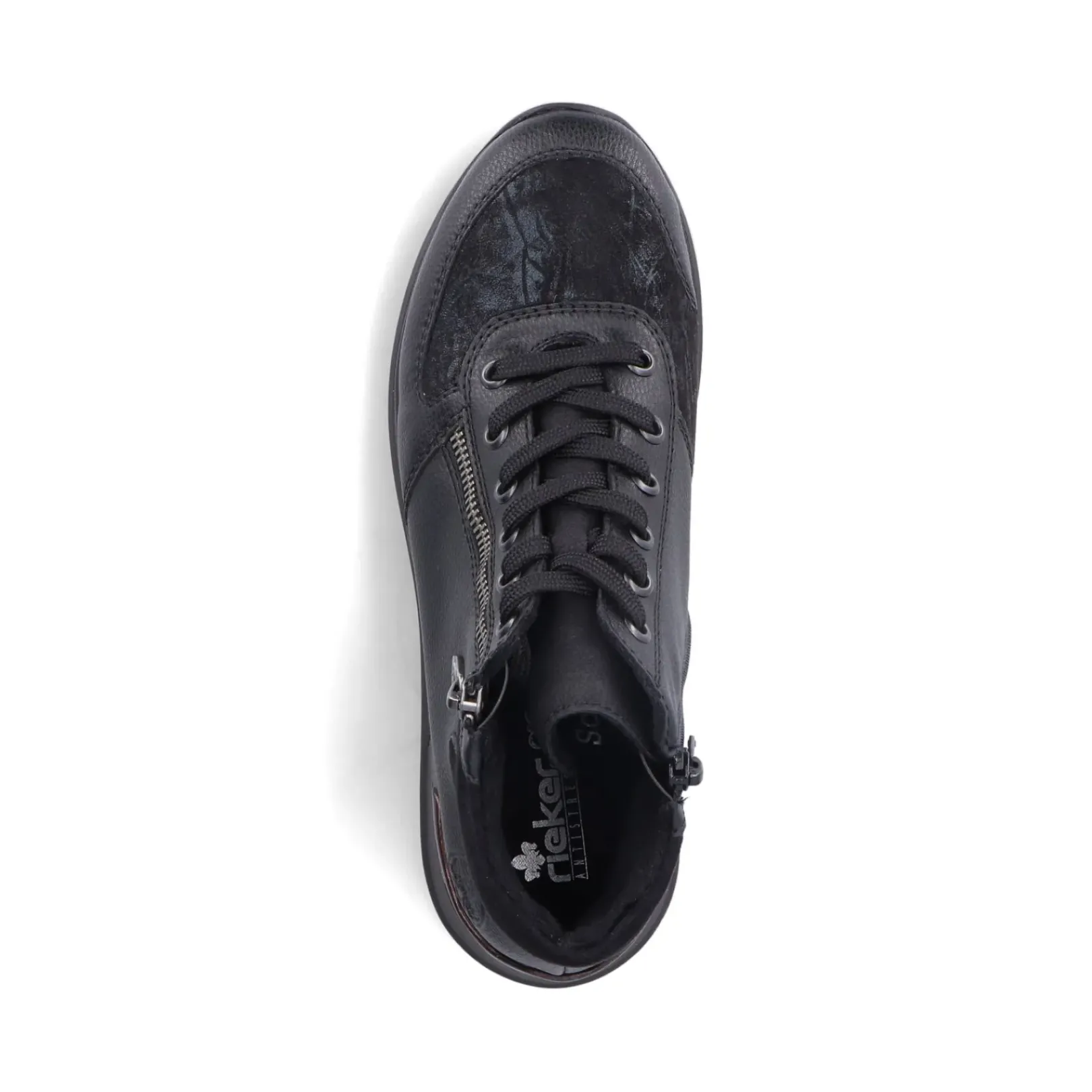 Clearance Rieker Sznurowane Buty Damskie W Kolorze Glebokiej Czerni