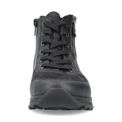Clearance Rieker Sznurowane Buty Damskie W Kolorze Glebokiej Czerni