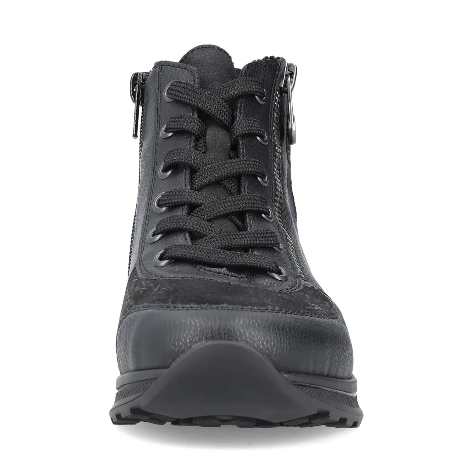 Clearance Rieker Sznurowane Buty Damskie W Kolorze Glebokiej Czerni