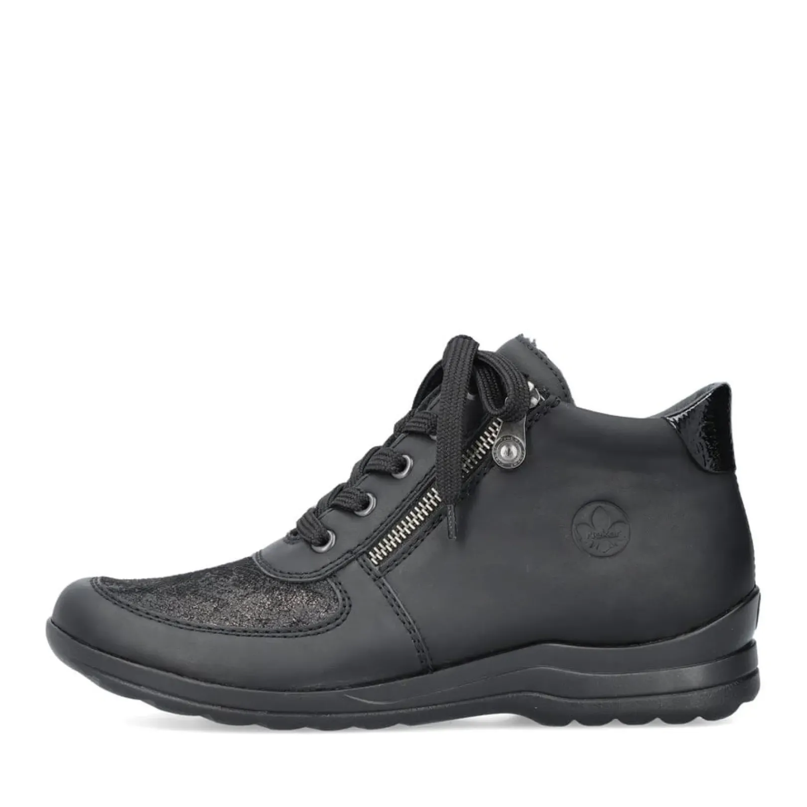 Best Rieker Sznurowane Buty Damskie W Kolorze Glebokiej Czerni