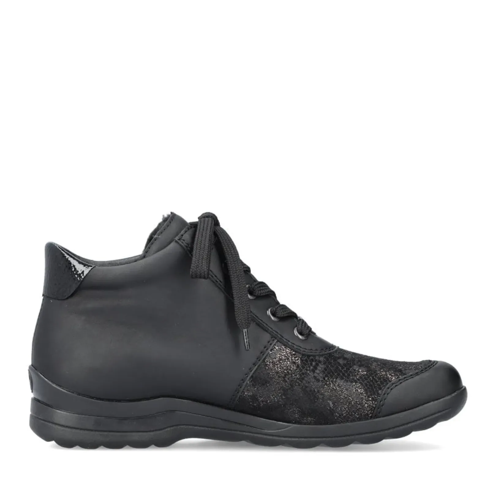 Best Rieker Sznurowane Buty Damskie W Kolorze Glebokiej Czerni