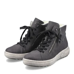 Fashion Rieker Sznurowane Buty Damskie W Kolorze Antracytowym
