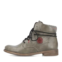 Fashion Rieker Sznurowane Buty Damskie W Kolorze Szaro-Zielonym