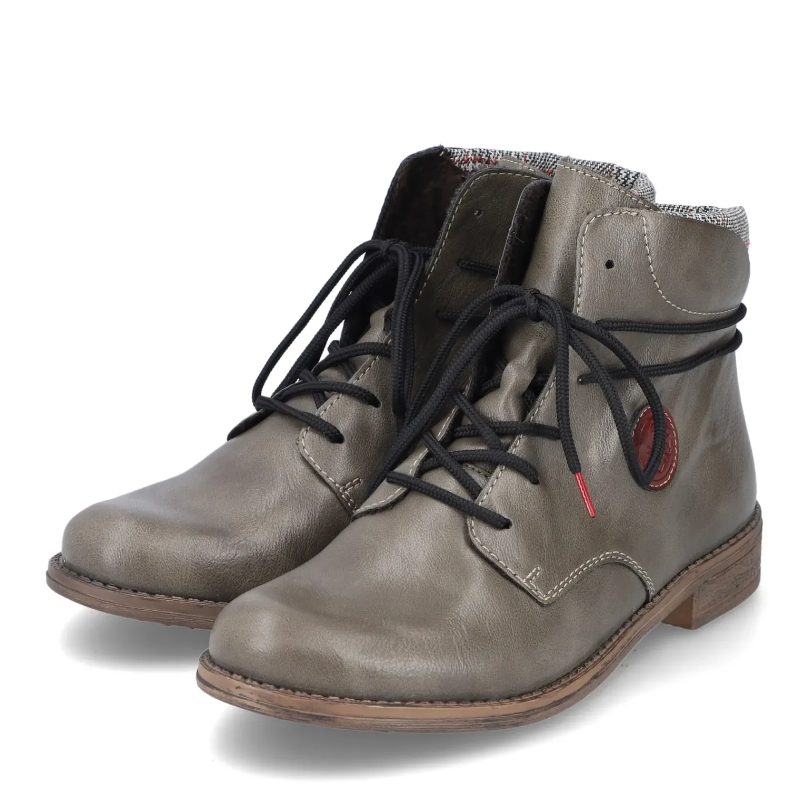 Fashion Rieker Sznurowane Buty Damskie W Kolorze Szaro-Zielonym