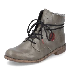 Fashion Rieker Sznurowane Buty Damskie W Kolorze Szaro-Zielonym