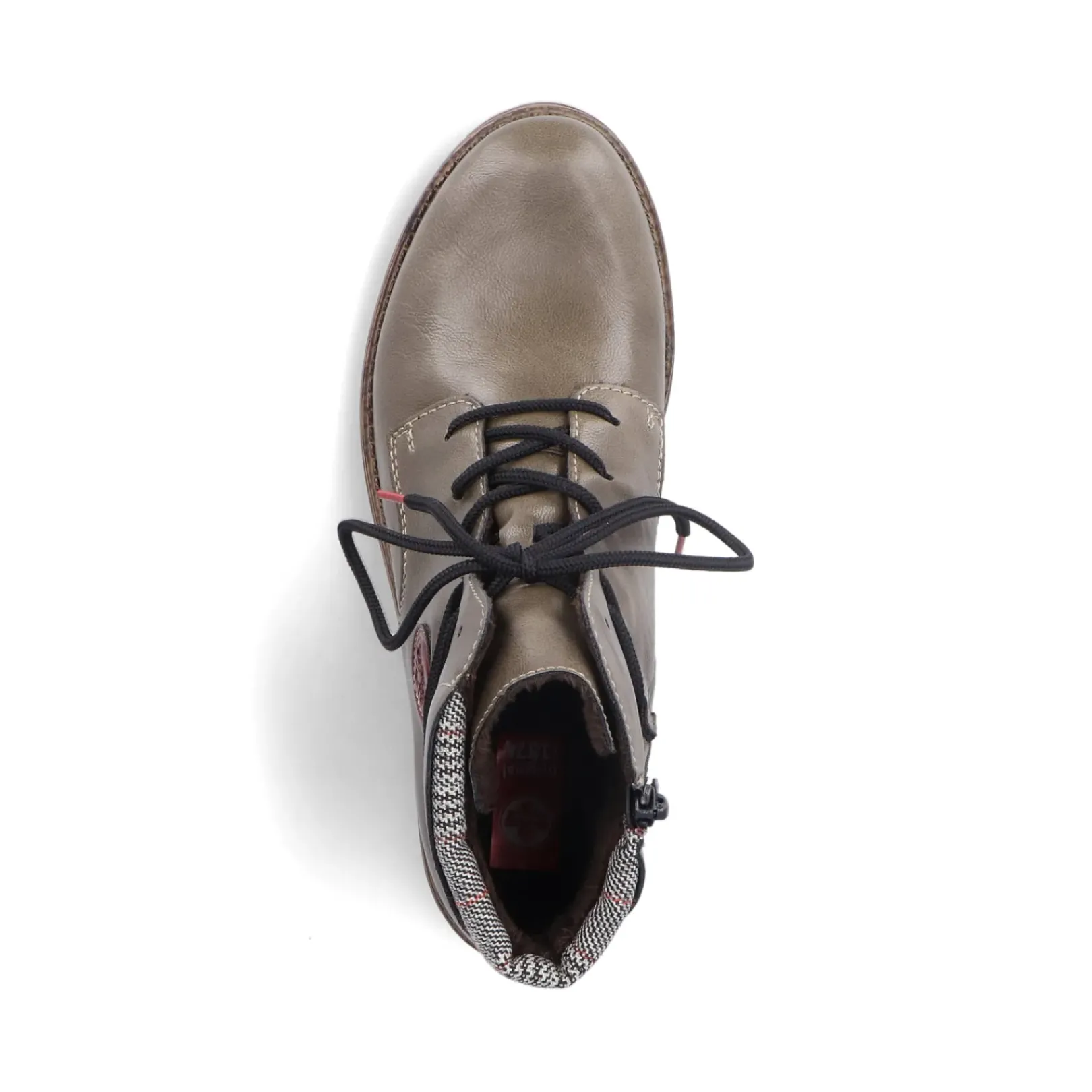 Fashion Rieker Sznurowane Buty Damskie W Kolorze Szaro-Zielonym