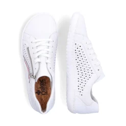 Sale Rieker Sznurowane Buty Damskie W Kolorze Perlowo-Bialym