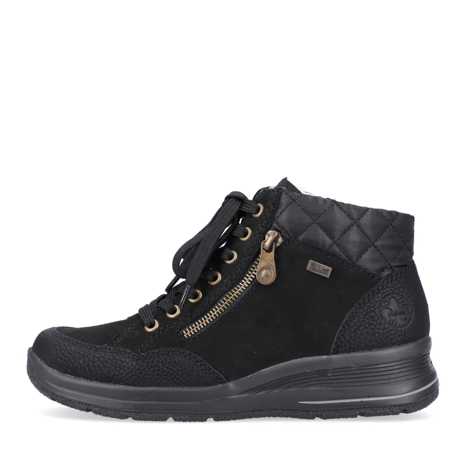 Discount Rieker Sznurowane Buty Damskie W Kolorze Glebokiej Czerni