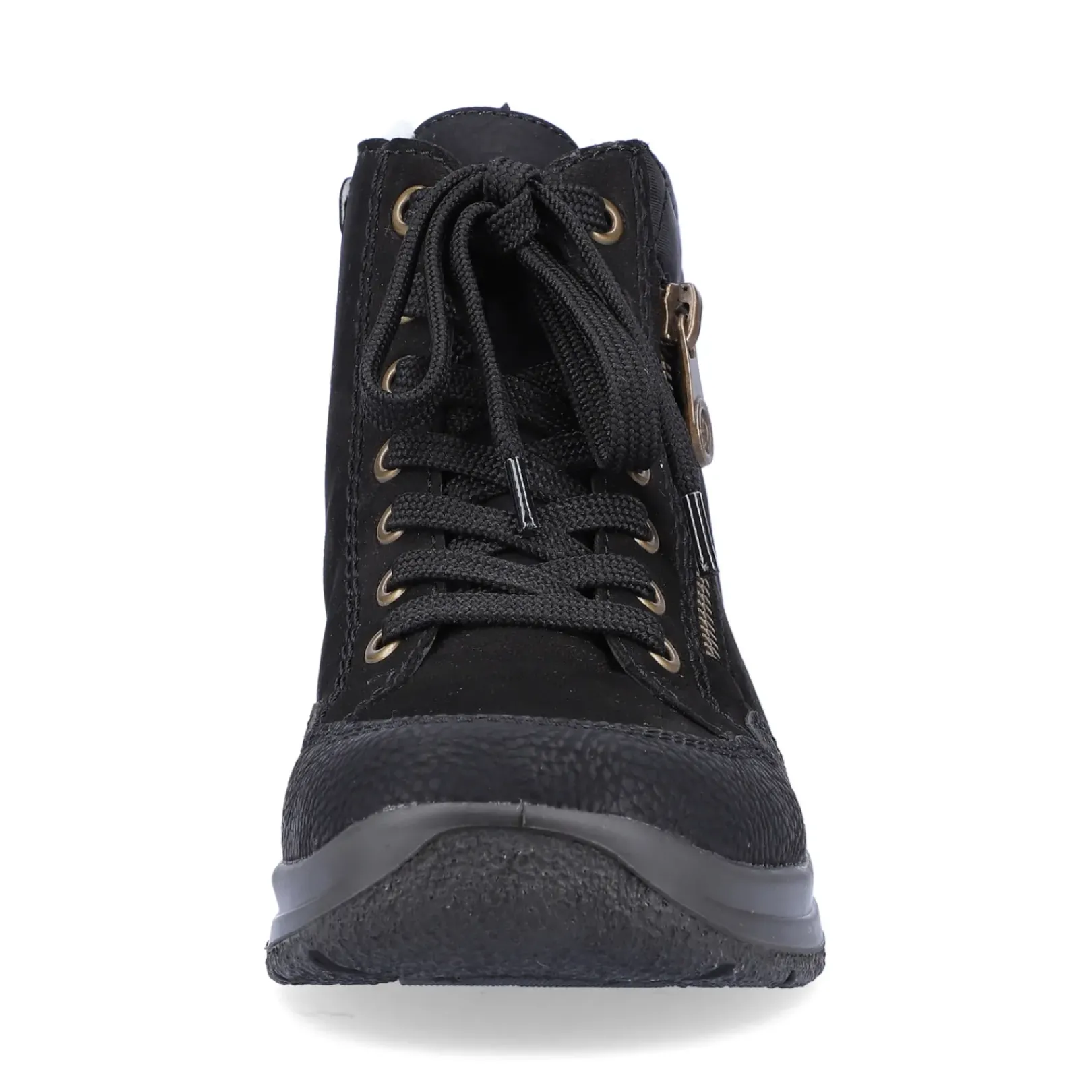 Discount Rieker Sznurowane Buty Damskie W Kolorze Glebokiej Czerni