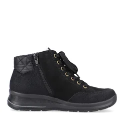 Discount Rieker Sznurowane Buty Damskie W Kolorze Glebokiej Czerni