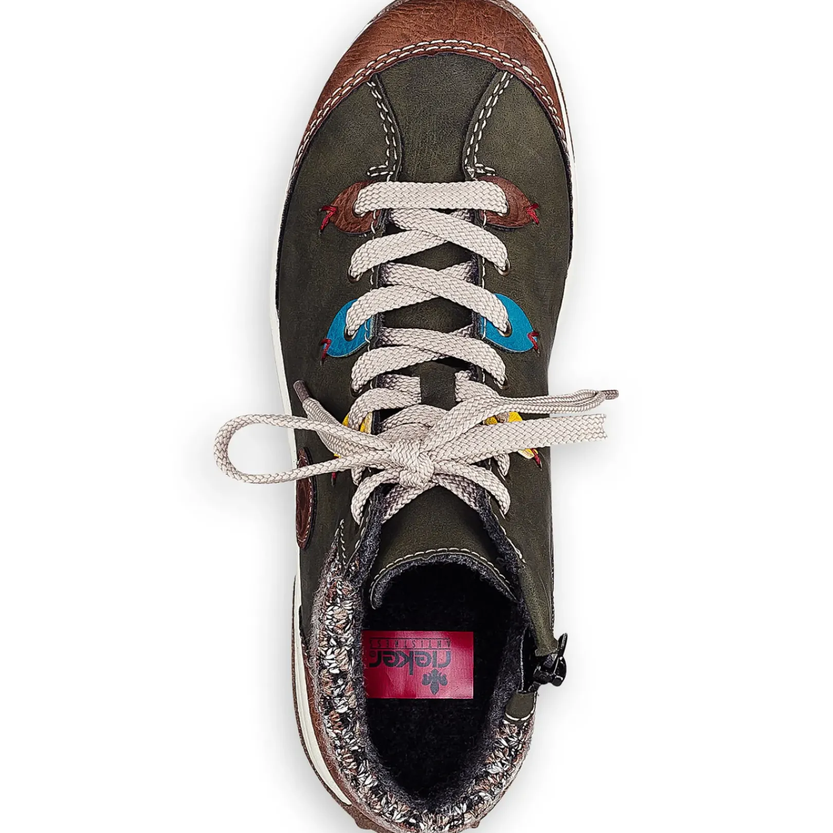 Best Rieker Sznurowane Buty Damskie W Kolorze Zielonego Mchu
